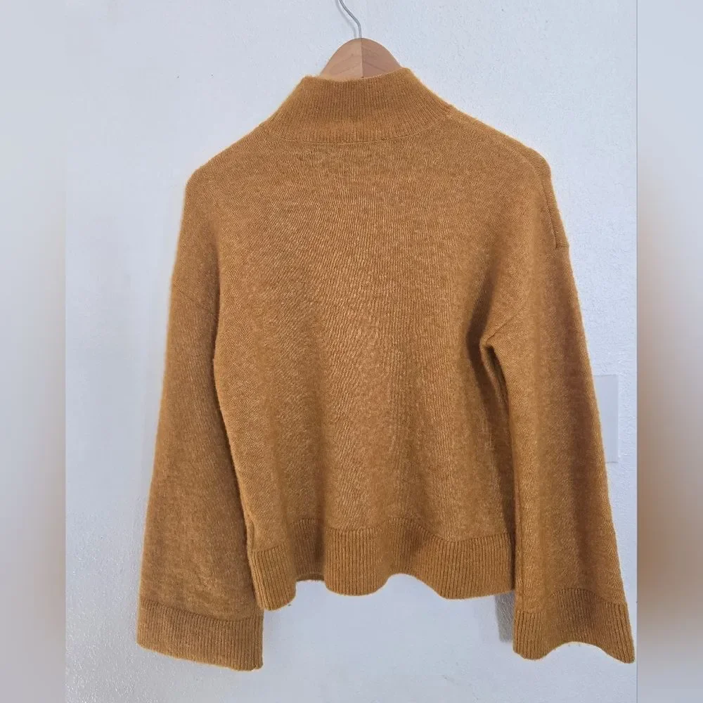 & Other Stories Mock Neck Bell Sleeves Sweater In Mustard Yellow Size XS_8